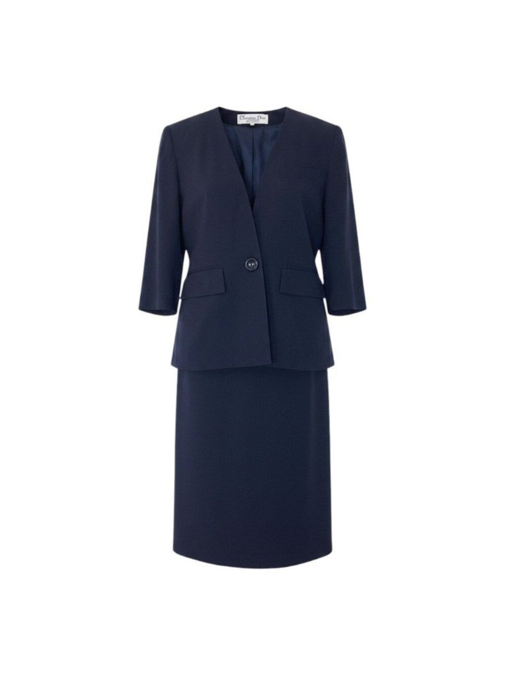 Dior Set Skirt Suit Color Jacket Tight 9 Navy